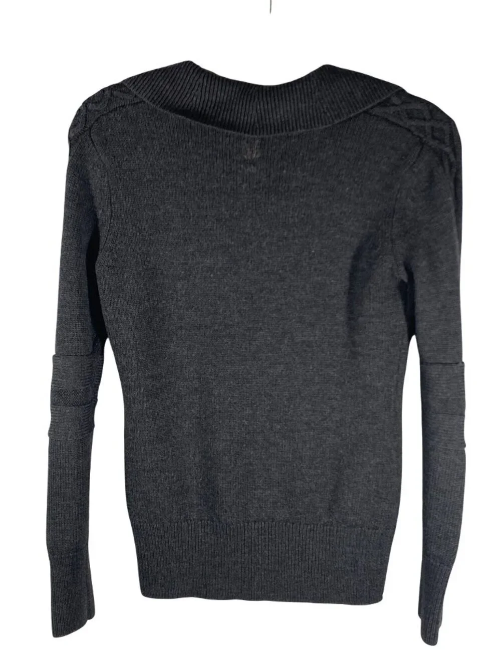 Ibex Merino wool XS Full-Zip Sweater Charcoal Gray Knit Warm Stylish Collar outd
